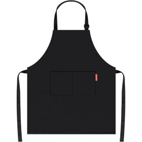 Professional Adjustable Black 100% Cotton Apron with 2 Pockets Cooking Kitchen Chef Women Men Aprons for Home Kitchen, Restaurant, Coffee House