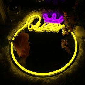 1cp Queen Neon Sign Mirror-for Wall Decor,Birthday Decorations,USB, Vanity Mirror for Teen Girl Gift,Bedroom,Room Decor