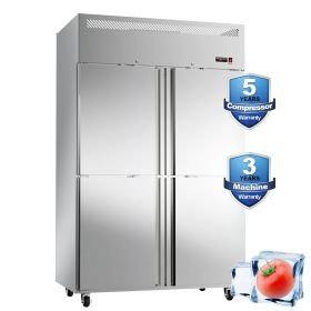 4 Door Dining Room Refrigerator with 8 Adjustable 48" Wide Stainless Steel Shelves 36 Cubic Feet Temperature Control 33Â°F~40Â°F