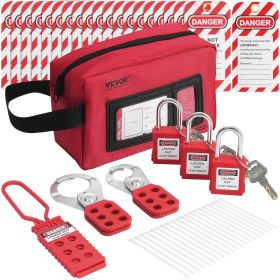 VEVOR Electrical Lockout Tagout Kit, 26 PCS Safety Loto Kit Includes Padlocks, Hasps, Tags, Nylon Ties, and Carrying Bag