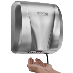 VEVOR Heavy Duty Commercial Hand Dryer, 1300W Automatic High Speed Stainless Steel Warm Wind Hand Blower, 120V Plug In/Hardwired Two Power Options