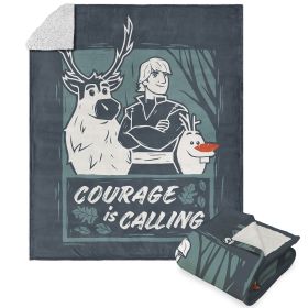 Disney Frozen Courage Is Calling Silk Touch Sherpa Throw Blanket 50X60 Inches