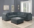 Living Room Furniture Grey Chenille Modular Sectional 6pc Set Corner Sectional Modern Couch 3x Corner Wedge 2x Armless Chairs and 1x Ottoman Plywood