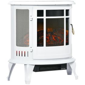 22" Electric Fireplace Stove, Freestanding Electric Fire Place Heater with Realistic LED Flame, Adjustable Temperature, 1500W, White