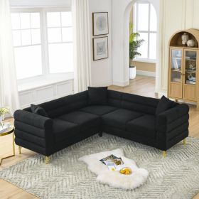 81.5-Inch Oversized Corner Sofa, L-Shaped Sectional Couch, 5-Seater Corner Sofas with 3 Cushions for Living Room, Bedroom, Apartment, Office