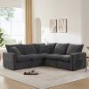 [VIDEO provided] [New] 84*84" Modern L Shape Modular Sofa, 5 Seat Chenille Sectional Couch Set with 2 Pillows Included