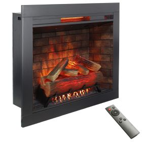 33 inch Infrared Electric Fireplace Insert, Touch Panel Home Decor Heater, Smokeless Firebox With Trim Kit