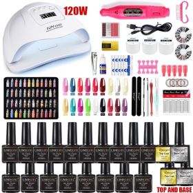 Nail Set Acrylic Nail Kit UV LED Lamp Dryer With Nail Gel Polish Kit Soak Off Manicure Tools Set Electric Nail Drill Nail Tools