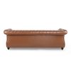 84.50'' Mid Century Cognac Brown 3-Seater Sofa, PU, Classic Retro Sofa with Rolled Arms ‚Äì Modern, Elegant, and Comfortable Couch