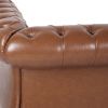 84.50'' Mid Century Cognac Brown 3-Seater Sofa, PU, Classic Retro Sofa with Rolled Arms ‚Äì Modern, Elegant, and Comfortable Couch