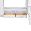 Full Size Loft Bed Frame with Wardrobe,Low Storage Table and Storage Staircase,White/Gray