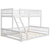 Twin XL over Queen Bunk Bed with Ladder and Guardrails, White