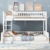 Twin XL over Queen Bunk Bed with Ladder and Guardrails, White