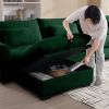 Green Corduroy Sofa Couch, Modular Couch with Storage Ottoman, Couch Deep Seat Couches for Modern Living Room/Apartment/Office