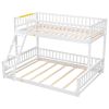 Twin XL over Queen Bunk Bed with Ladder and Guardrails, White