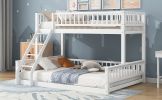 Twin XL over Queen Bunk Bed with Ladder and Guardrails, White