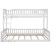 Twin XL over Queen Bunk Bed with Ladder and Guardrails, White