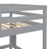 Twin Size Loft Bed with desk and shelves, Safety Guardrail and ladder,Grey