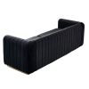 Contemporary Velvet Sofa Couch 84.25''W for Living Room, Black