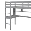 Twin Size Loft Bed with desk and shelves, Safety Guardrail and ladder,Grey