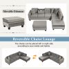 105" Modern Sectional Sofa with Storage Ottoman, L-Shape Couch with 2 Pillows and Cup Holder,Sectional Sofa with Reversible Chaise for Living Room