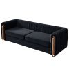 Contemporary Velvet Sofa Couch 84.25''W for Living Room, Black