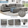 105" Modern Sectional Sofa with Storage Ottoman, L-Shape Couch with 2 Pillows and Cup Holder,Sectional Sofa with Reversible Chaise for Living Room