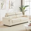 86.5 inch Sofa Couch- Deep Seat Sofa with two storage spaces, T-Pyce Charging Ports , USB Charging Ports & 2 Cup ,Corduroy 3 Seater Couch