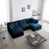 U-Shaped Sectional Sofa w/Reversible Footrest, 5-Seater Convertible Corner Couch with 2 Ottomans ,Modern Minimalist Soft Sofa & Couch for Living Room