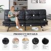 Futon Sofa Bed with Adjustable Backrests Sleeper Couch with Adjustable Armrests Convertible Sofa Couch Bed for Small Space Apartment Living Room Black