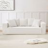 88.97inch Corduroy Sofa with 5 Matching Toss Pillows, Sleek Design, Spacious and Comfortable 3 Seater Couch for Modern Living Room.WHITE