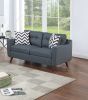 Modern Cozy Sofa Loveseat w Pillows 2pc Sofa Set Blue Gray Polyfiber Couch Tufted Cushions Living Room