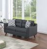 Modern Cozy Sofa Loveseat w Pillows 2pc Sofa Set Black Polyfiber Couch Tufted Cushions Living Room