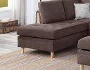 3-PCS Reversible Sectional Set Living Room Furniture Chocolate Color Chenille Couch Sofa, Reversible Chaise Ottoman