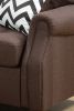 2pcs Sofa set Living Room Furniture Dark Coffee Plush Polyfiber Sofa Loveseat w Console Pillows Couch