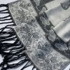 Blancho Bedding -Pa-a66-4 Lt-Grey Big Butterfly & Flower Elegant exquisitely Soft Tassel Ends Pashmina/Shawl/Scarf