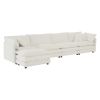 Modular Sectional Sofa for Living Room,U Shaped Couch 5 Seater Convertible Sectional Couch with 1 Ottoman ,White Chenille