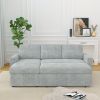 85 Inches Sofa Bed, 3 Seater Sleeper Sofa with Storage Chaise, Square Handrail With Pull and Copper nail,Chenille-Light Grey