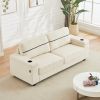 86.5 inch Sofa Couch- Deep Seat Sofa with two storage spaces, T-Pyce Charging Ports , USB Charging Ports & 2 Cup ,Corduroy 3 Seater Couch