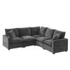 [VIDEO provided] [New] 84*84" Modern L Shape Modular Sofa, 5 Seat Chenille Sectional Couch Set with 2 Pillows Included