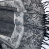 Blancho Bedding -Pa-a66-4 Lt-Grey Big Butterfly & Flower Elegant exquisitely Soft Tassel Ends Pashmina/Shawl/Scarf