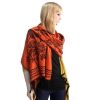 Blancho Bedding -Pa-616-1 Dark Orange Base Peony Flowers Patterns Exquisitely Soft Woven Pashmina/Shawl/Scarf