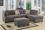 Living Room Sectional Waffle Suede Charcoal Color Sectional Sofa w Pillows Couch Tufted Cushion Contemporary (NO OTTOMAN)