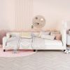 Twin Size Upholstered Daybed with Carton Ears Shaped Headboard, White