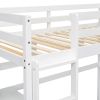 Twin Size Loft Bed with desk and shelves, Safety Guardrail and ladder,White