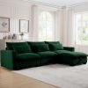 Corduroy Sectional Sofa, L Shaped Couch with Storage Footstool and 3 Pillow, Sectional Couch for Living Room Apartment, Green