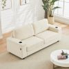 86.5 inch Sofa Couch- Deep Seat Sofa with two storage spaces, T-Pyce Charging Ports , USB Charging Ports & 2 Cup ,Corduroy 3 Seater Couch