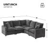 [VIDEO provided] [New] 84*84" Modern L Shape Modular Sofa, 5 Seat Chenille Sectional Couch Set with 2 Pillows Included