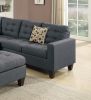 Modular Sectional w Ottoman Blue Grey Polyfiber 4pcs Sectional Sofa LAF And RAF Loveseat Corner Wedge Ottoman Tufted Cushion Couch