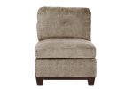 Camel Chenille Fabric Modular Sectional 6pc Set Living Room Furniture Corner L-Sectional Couch 2x Corner Wedge 2x Armless Chairs and 2x Ottomans Tufte